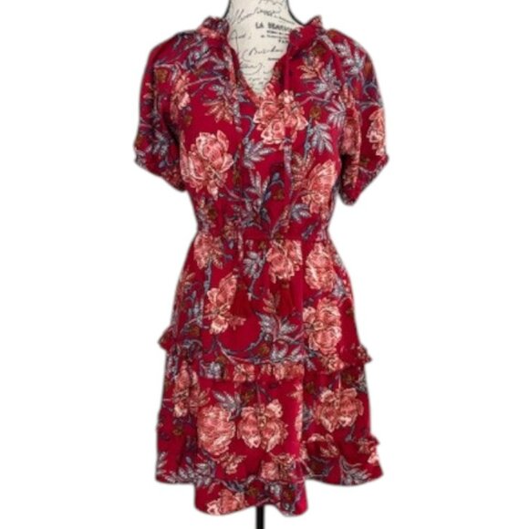 Band of the Free Connie Garnet Floral Mini Dress - Picture 1 of 8